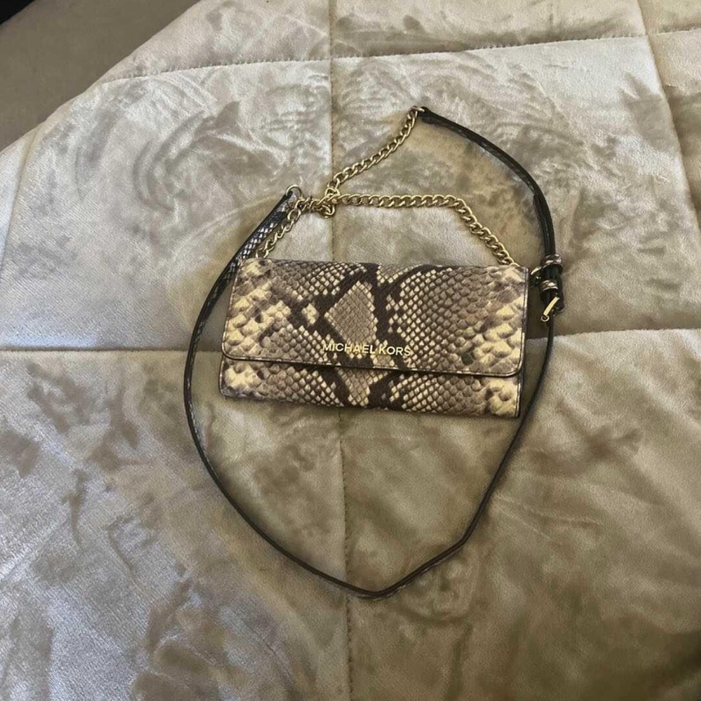 Michael Kors Brown and Cream Clutch